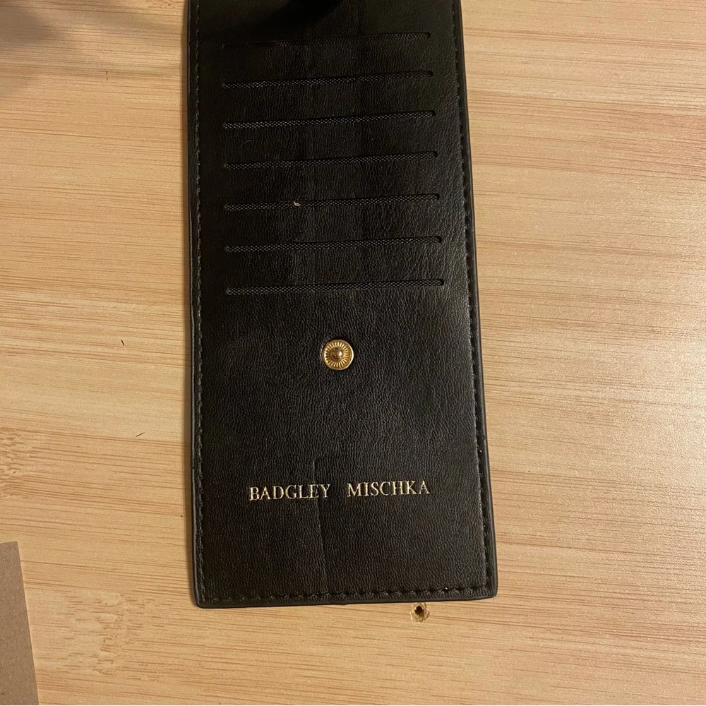 NEW Badgley Mischka Black Simple Cards Holder 7 Card Slots